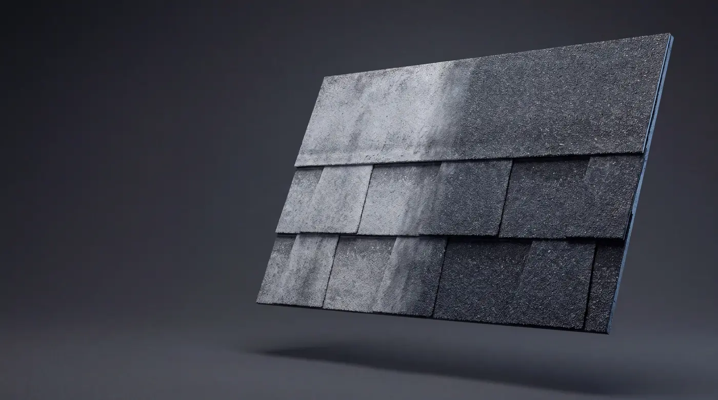 Illustration: a shingle with a dry, pale section next to a darker treated section
